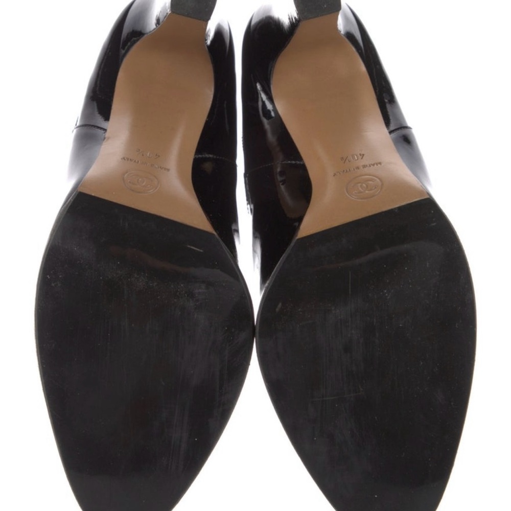 Chanel Black Patent Leather Heeled Boots - Picture 6 of 7